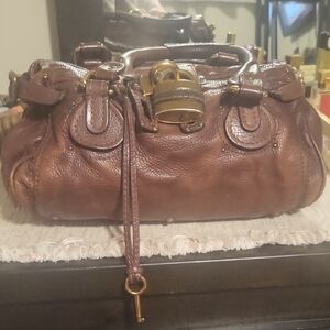 Chloe Paddington Brown Leather Satchel with Gold Accents